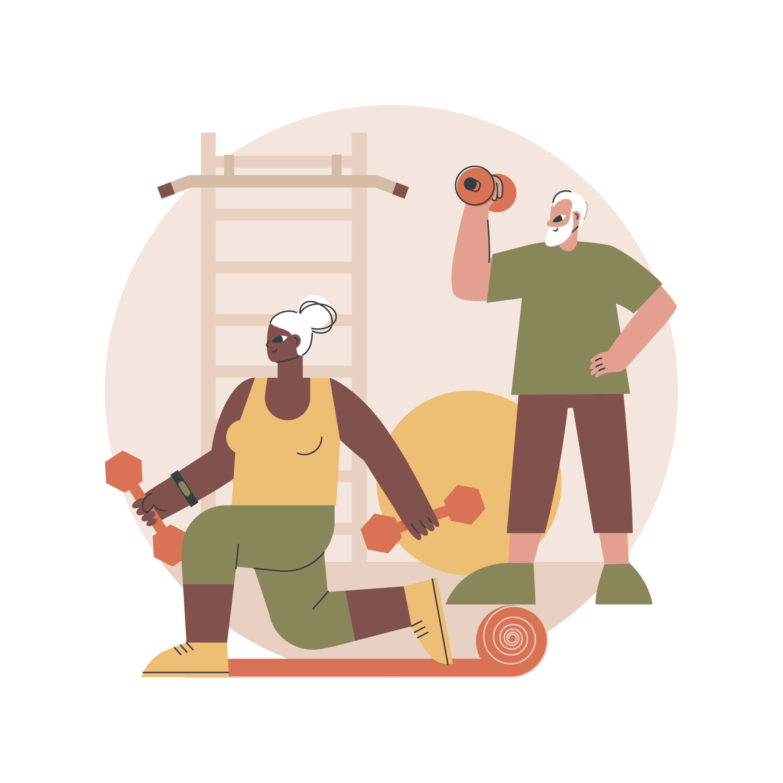 Elder fitness abstract concept vector illustration.